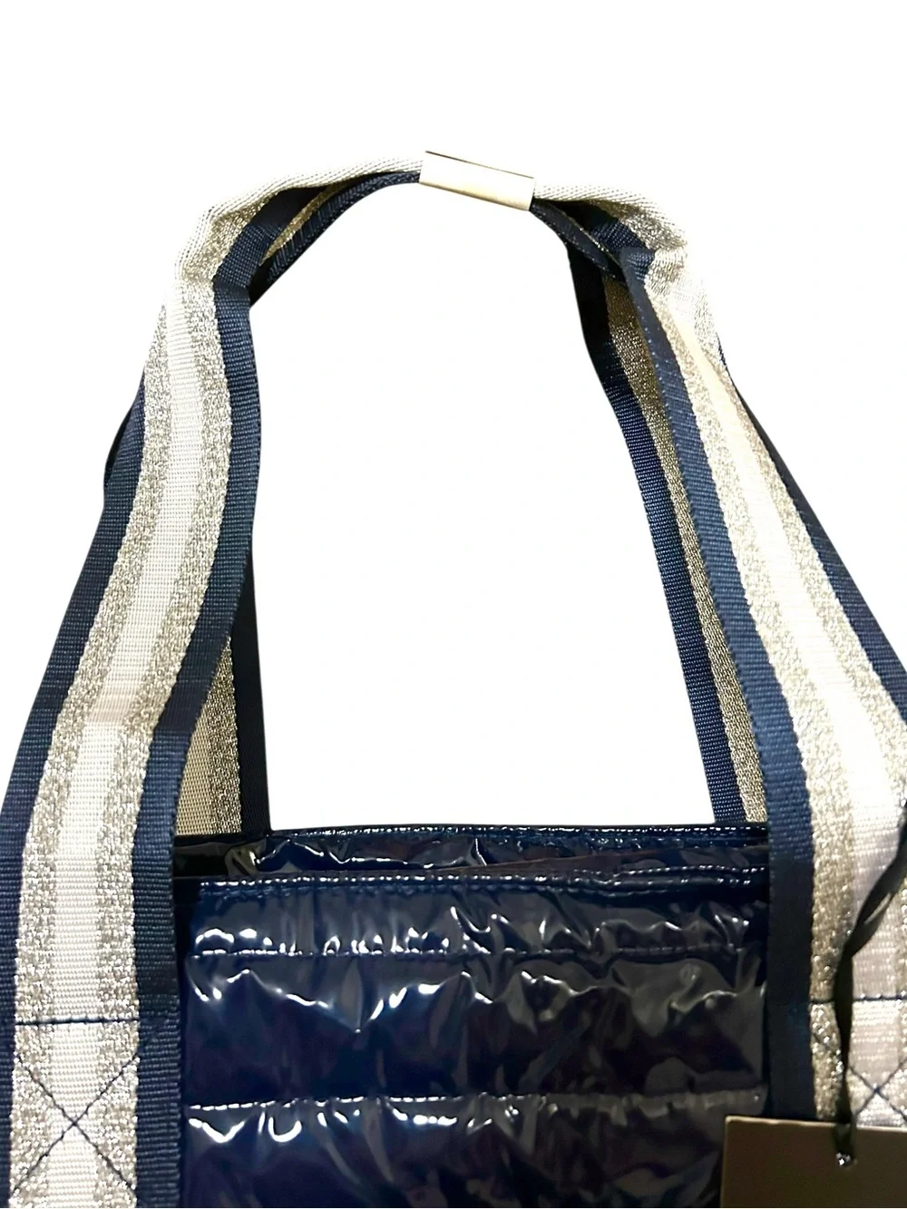 NWT Think Royln Women's Wingman Navy Patent Large Travel Tote Duffel Bag